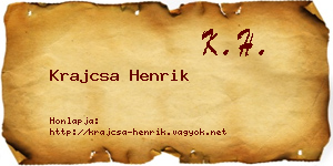 Krajcsa Henrik névjegykártya